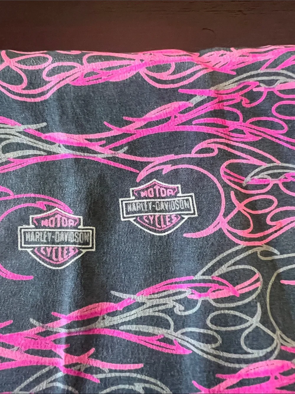 harley davidson pink and gray logo  silk scarf